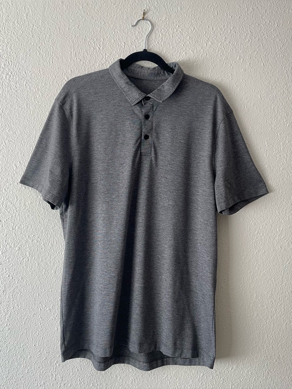 Lululemon Evolution Polo Shirt Mens Large Gray Heather Short Sleeve Golf